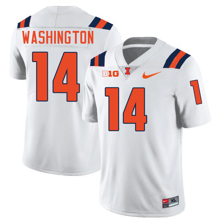 #14 Casey Washington Illinois Fighting Illini Football Jersey,Uniforms-White